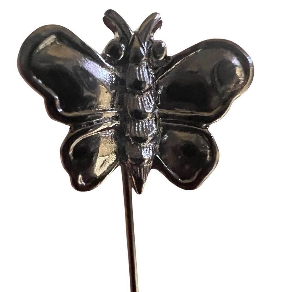 Monet Butterfly Silver Vintage Marked Stick Lapel Pin